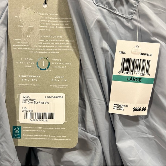 Canada Goose | Abbott Hoody | Dawn Blue | Large | New with Tags - Picture 4 of 15